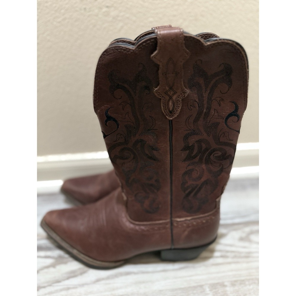 Justin Boots Dark Brown Mustang Cowhide Leather Style L2559 Women's Size 10 - Picture 5 of 6